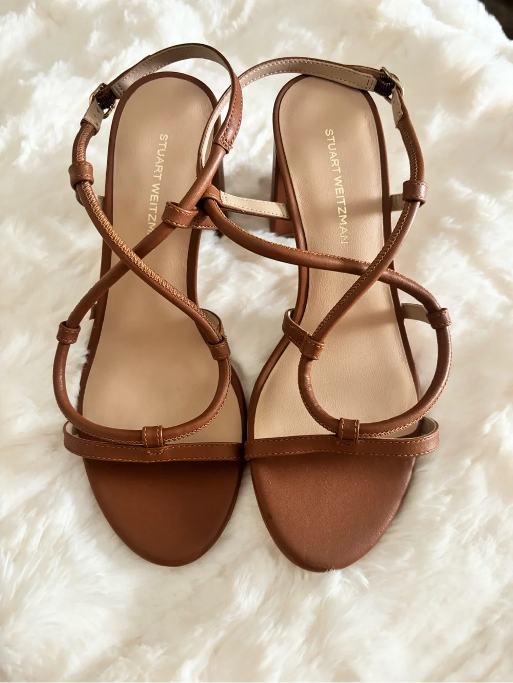 Stuart Weitzman Brown Leather Strappy Heel Sandals